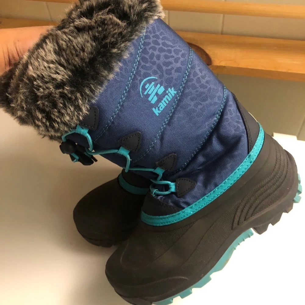 Kamik Kids Blue and Black Faux-Fur Winter Boots